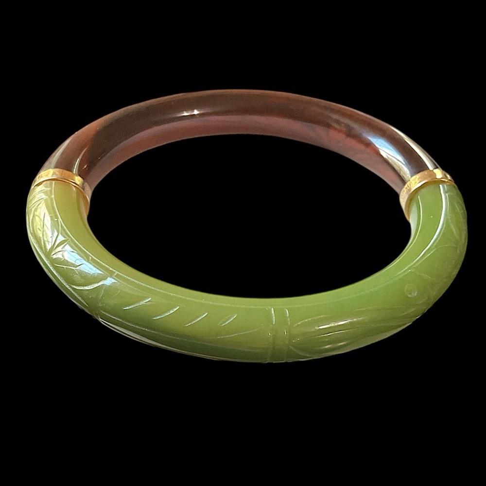 Vintage Givenchy Two Tone Etched Bangle Bracelet Signed